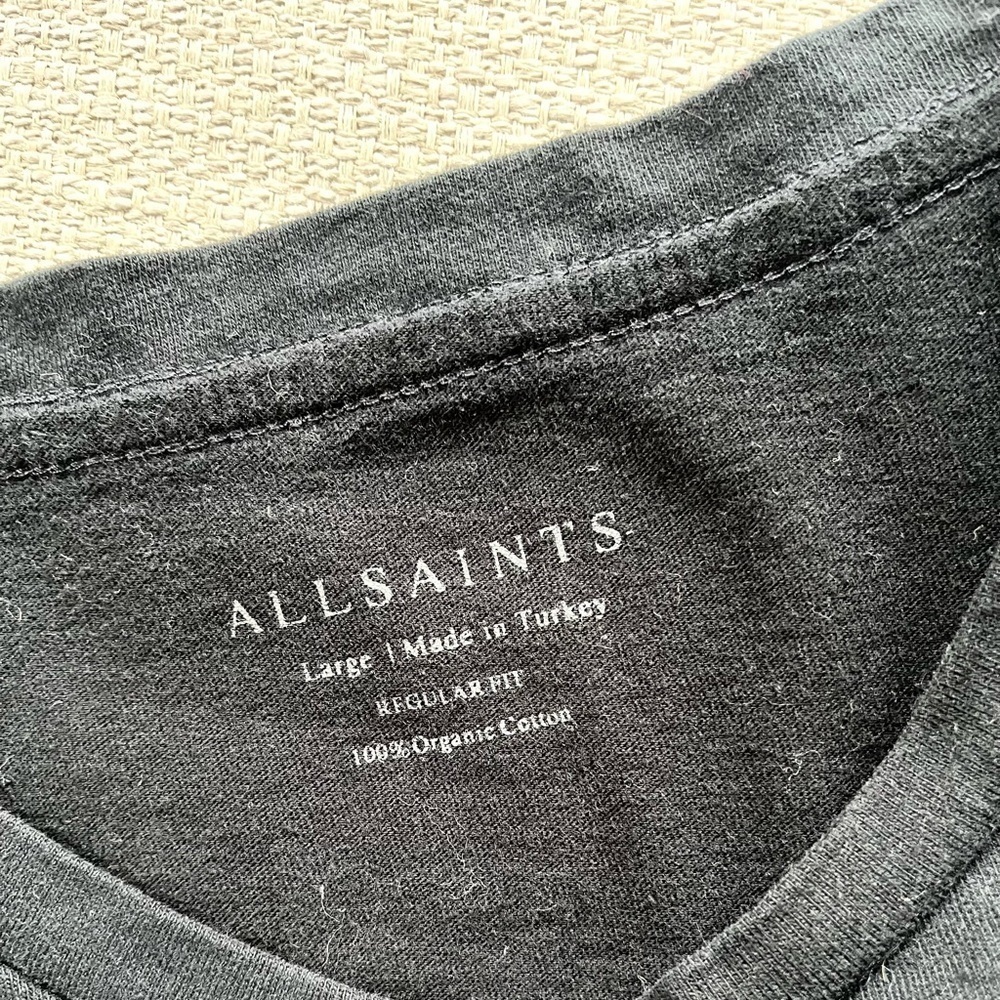 All Saints T-Shirt Men’s Large Tonic Crew Neck Ramskull Black T-Shirt - Picture 6 of 10